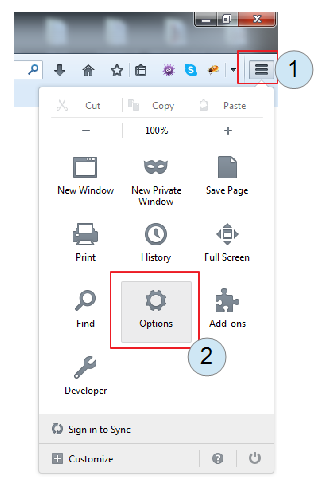 Configurare Firefox come proxy: menu opzioni